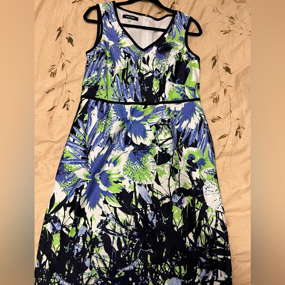 Nine West Dress - periwinkle/lime/cream